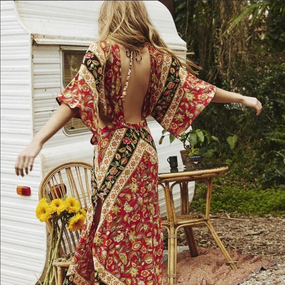 SPELL Lolita Cut-out Maxi Dress in Campfire